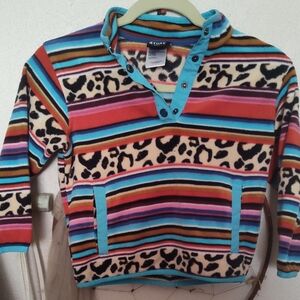 Colorful Striped and Leopard Print Pullover Xtra Small Girls 4/5
